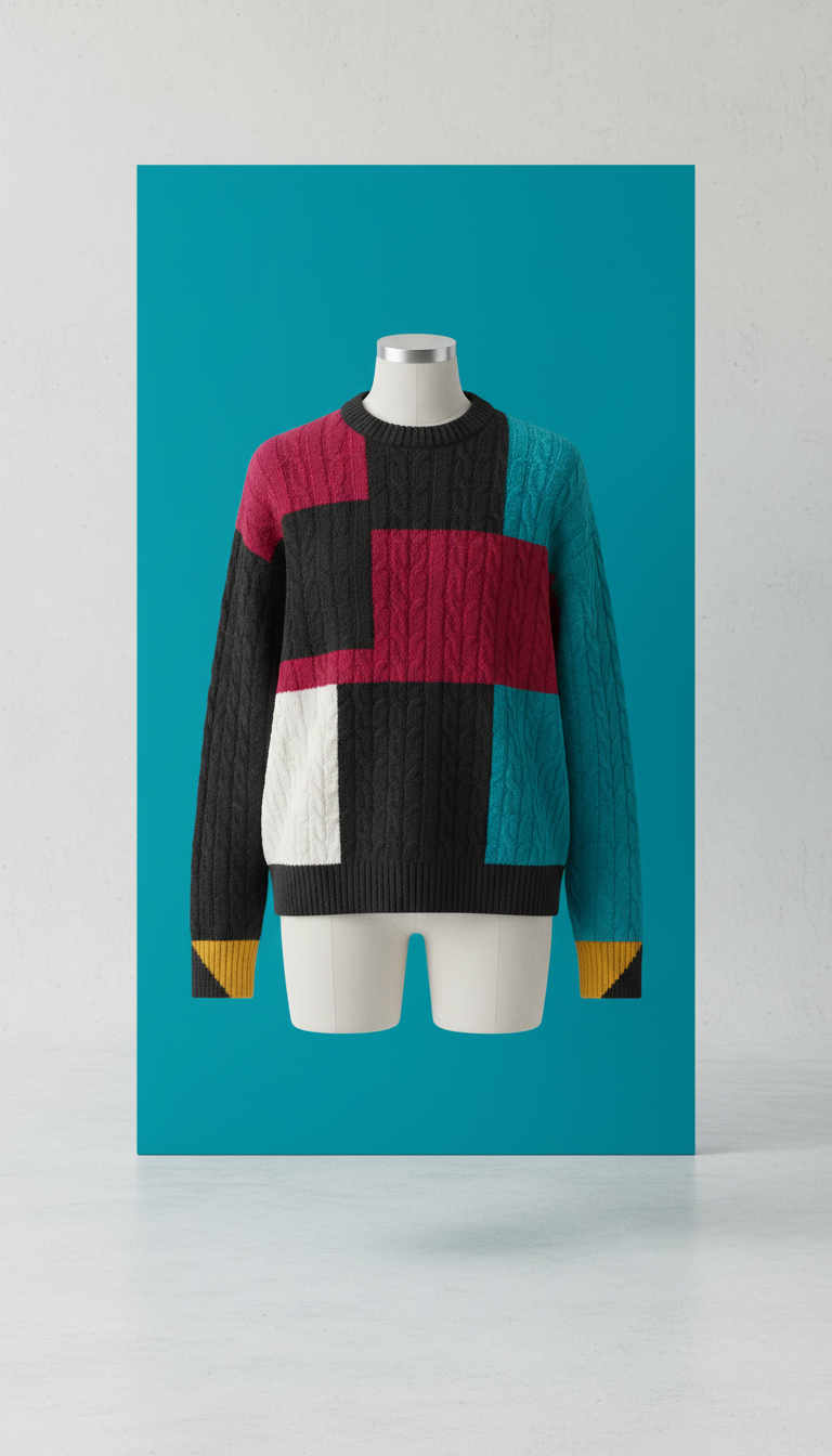 Bold Graphic Knit Sweater In Geometric Pattern